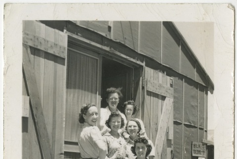 Group of women on barracks steps (ddr-manz-7-62)