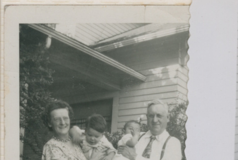 Grandparents holding David and Mary Alice (ddr-densho-462-180)