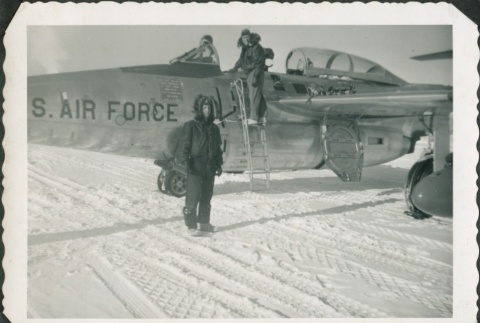 Fighter plane and two men (ddr-densho-321-351)