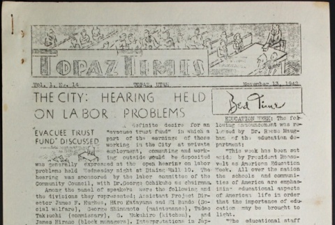 Topaz Times Vol. I No. 14 (November 13, 1942) (ddr-densho-142-24)