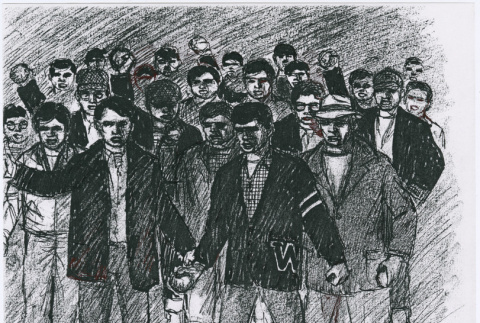 Sketch of Manzanar riot (ddr-densho-122-768)