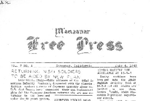Manzanar Free Press Vol. 7 No. 1 (July 4, 1945) (ddr-densho-125-353)