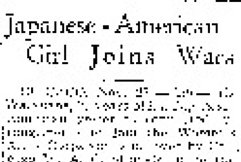 Japanese-American Girl Joins Wacs (November 23, 1943) (ddr-densho-56-988)