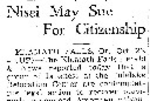 Nisei May Sue For Citizenship (October 26, 1945) (ddr-densho-56-1149)