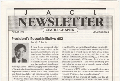 Seattle Chapter, JACL Reporter, Vol. 30, No. 8, August 1993 (ddr-sjacl-1-414)