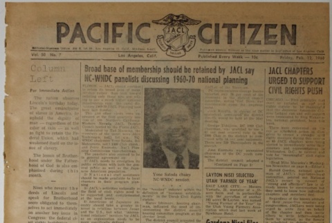 Pacific Citizen, Vol. 50 No. 7 (February 12, 1960) (ddr-pc-32-7)