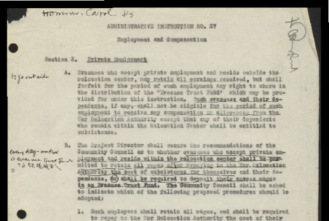 Administrative instruction (United States. War Relocation Authority), no. 27 (ddr-csujad-55-617)