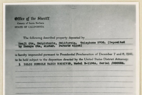 Impound paperwork (ddr-densho-37-1670)