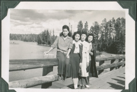 Four women on a bridge (ddr-densho-321-68)