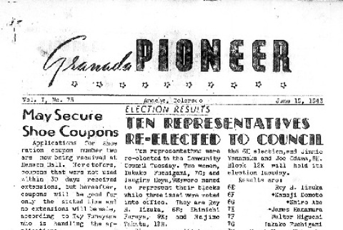 Granada Pioneer Vol. I No. 75 (June 19, 1943) (ddr-densho-147-76)