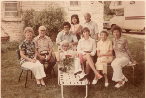 Nine people in yard (ddr-densho-523-511)