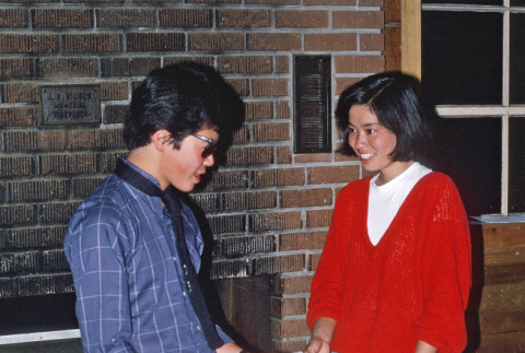 Ted Yoshida and Eunice Ueda participating in skit night (ddr-densho-336-1671)