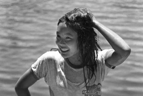 Julie Asami after being thrown in a lake (ddr-densho-336-572)