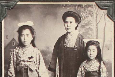 Japanese woman and girls wearing kimono (ddr-densho-259-486)