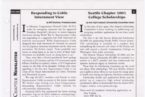 Seattle Chapter, JACL Reporter, Vol. 40, No. 3, March 2003 (ddr-sjacl-1-509)