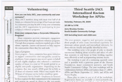 Seattle Chapter, JACL Reporter, Vol. 46, No. 2, February 2009 (ddr-sjacl-1-583)