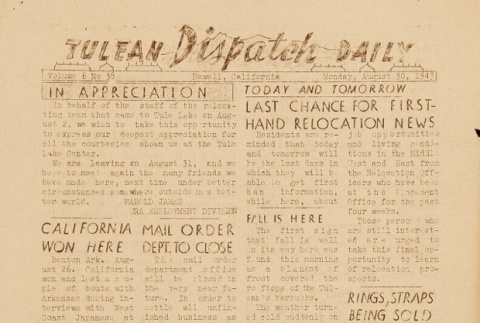 Tulean Dispatch Vol. 6 No. 38 (August 30, 1943) (ddr-densho-65-289)