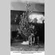 Two children pose by Christmas tree (ddr-ajah-6-579)