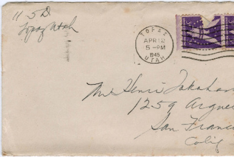 Envelope addressed to Henri Takahashi (ddr-densho-410-186)