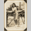 Mitsie on a bridge (ddr-densho-542-572)