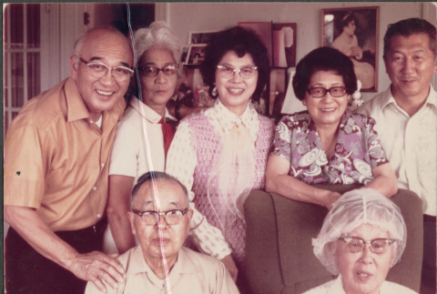 Seven people, older couple sitting (ddr-densho-523-598)
