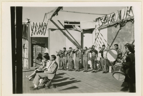 Band performing at the Girls League convention (ddr-densho-37-1129)
