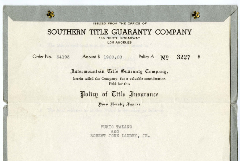 Policy of title insurance (ddr-csujad-42-12)