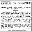 Entitled to Citizenship. United States Will Admit Orientals Who Fought in Army. (February 14, 1919) (ddr-densho-56-318)