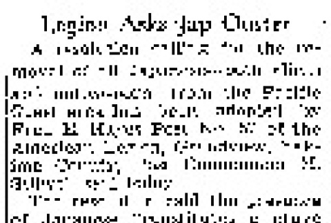 Legion Asks Jap Ouster (February 17, 1942) (ddr-densho-56-629)
