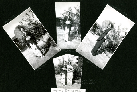 Photographs of Dagmar Quarnstrom and Thelma McBride posing in kimonos (ddr-csujad-47-325)