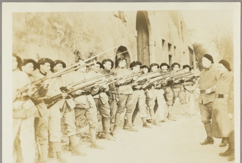 French soldiers posing with rifles and bayonets (ddr-njpa-13-1303)