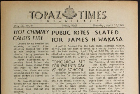 Topaz Times Vol. III No. 8 (April 15, 1943) (ddr-densho-142-144)