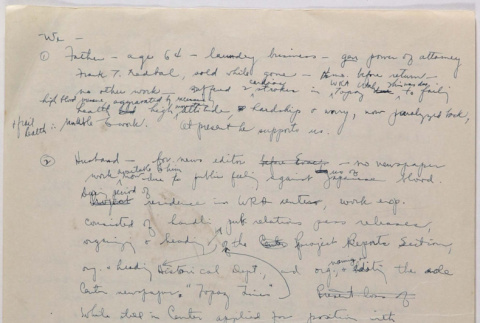 Notes drafted for request to open a business and residence (ddr-densho-424-659)