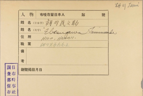 Envelope of Taminosuke Ebesugawa photographs (ddr-njpa-5-519)