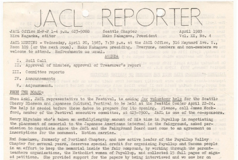 Seattle Chapter, JACL Reporter, Vol. XX, No. 4, April 1983 (ddr-sjacl-1-320)