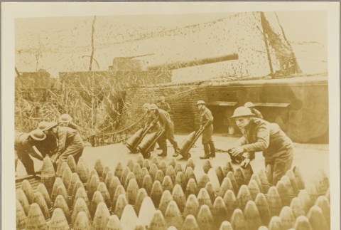 British soldiers with a stockpile of artillery shells (ddr-njpa-13-1485)