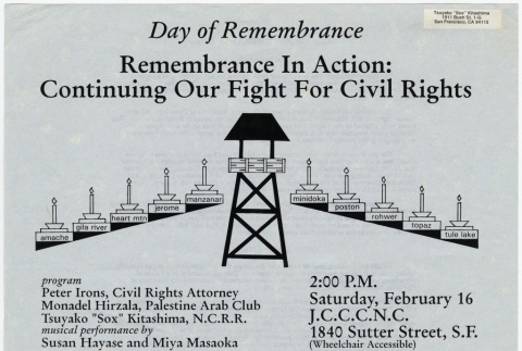 Poster for a Day of Remembrance event (February 16, 1991) (ddr-janm-4-25)