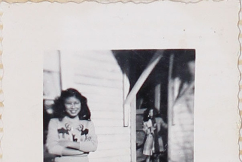 Two women standing outside house (ddr-densho-464-135)