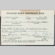 Enlisted man's temporary pass, W.D., A.G.O. form no. 7, Sue S Ogata (ddr-csujad-49-244)