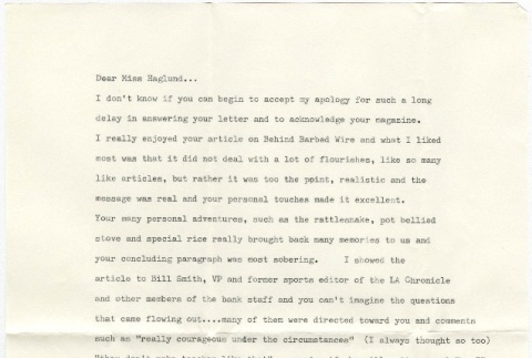 Letter to Frances Haglund from Roy Suzuki (ddr-densho-275-70)
