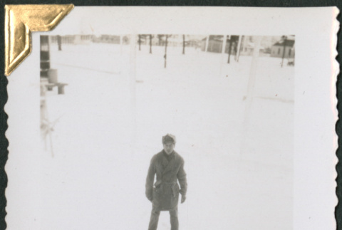Man standing in snow (ddr-densho-434-290)