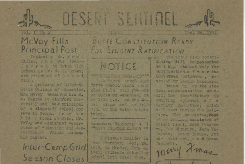 Desert Sentinel, Vol. I No. 3, December 24, 1942 (ddr-csujad-17-4)