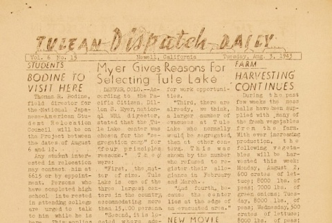 Tulean Dispatch Vol. 6 No. 15 (August 3, 1943) (ddr-densho-65-265)