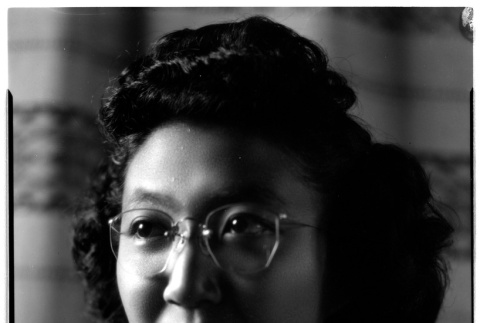 Portrait of Mae Miwa in glasses (ddr-densho-475-103)