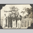 Four men leaning on railing (ddr-densho-326-383)