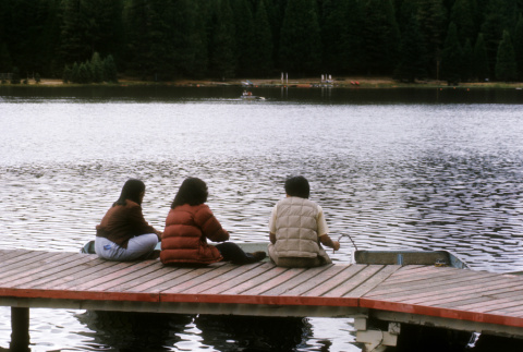 Campers sitting on the dock (ddr-densho-336-860)