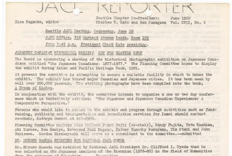 Seattle Chapter, JACL Reporter, Vol. XVII, No. 6, June 1980 (ddr-sjacl-1-289)