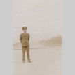 Soldier in front of Lincoln monument reflecting pool (ddr-janm-17-52)