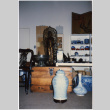 Display with large ceramic vases, chest and chair (ddr-densho-424-866)