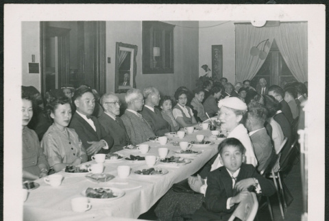 Group at long banquet table (ddr-densho-293-93)